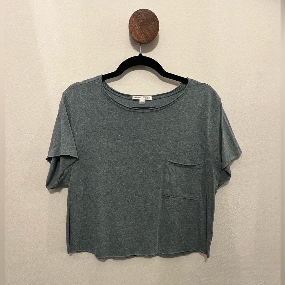 THREADS 4 THOUGHT | Maggie Triblend Cropped Tee | L | Teal Green